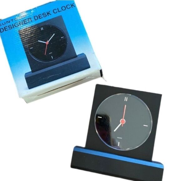 Vintage Suntone Designer Desk Clock Analog Black - Picture 1 of 12